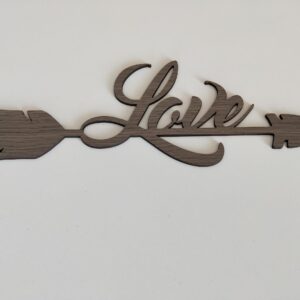 Love Arrow Wooden Wall Plaque - Grey