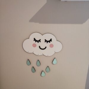 Sleepy Cloud Nordic Nursery Decor Wall Hanging with Rain Drops