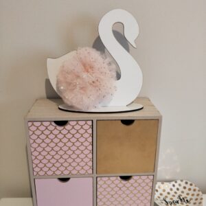 Freestanding Swan Bedstand Nursery Decor with tulle pompom