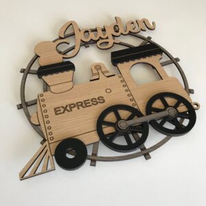 Personalised Laser cut Kids Name Plaque | Train Nursery Decor | By Dezign Gifts