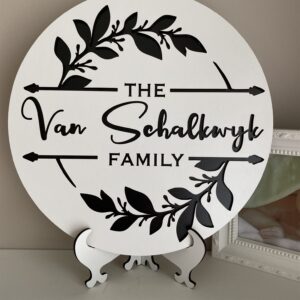 Personalised Family Name Plaque White and Black | By Dezign Gifts