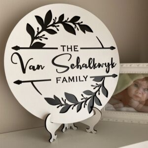 Personalised Family Name Plaque White and Black | By Dezign Gifts